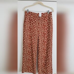 Ann Taylor Brown Giraffe Print Wide Leg Pants